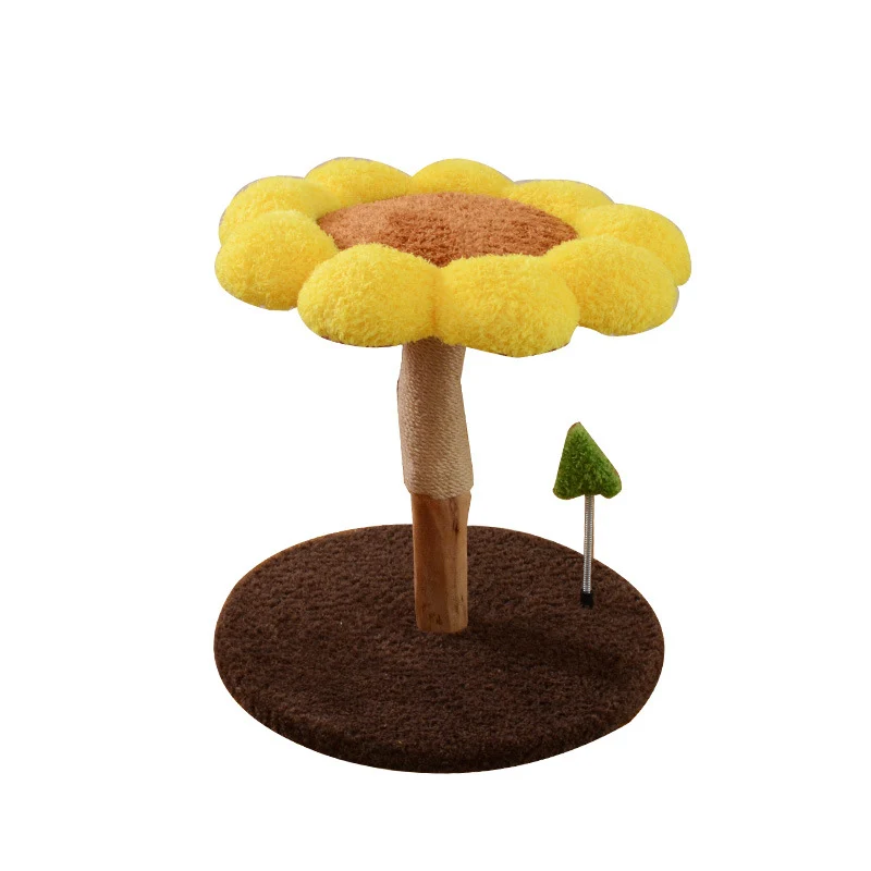 Holz Katzenbaum, Sonnenblumenform, Plüsch Komfortabel, Sisal Katzenkratzbaum, Große & kleine, Kratzen oder Schlafen