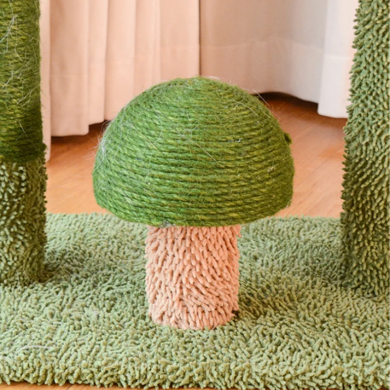 Katzen Baum, Cactus Sisal-Katzenbaum mit Katzenbett, Pilzform Katzenkratzball, Schlafen für große Katzen & Krallenschleifen