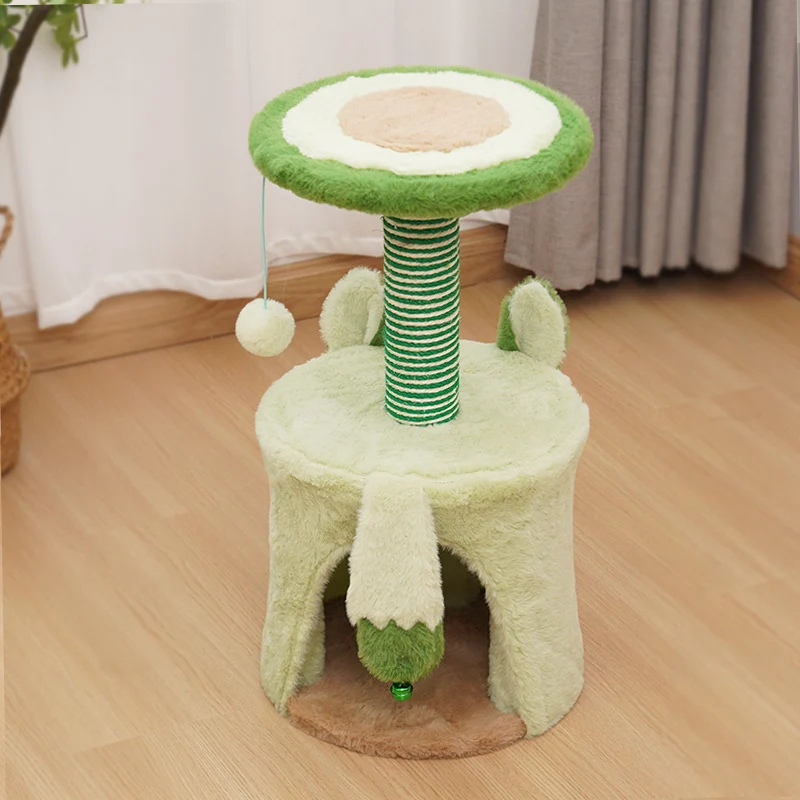 Kletterbaum für Katzen, Avocado Themen Katzenbaum mit Spielzeugball und Ruhebereich, Frisches Design für kleine Katzen