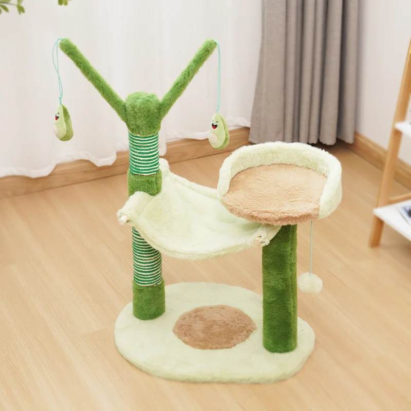 Kletterbaum für Katzen, Avocado Themen Katzenbaum mit Spielzeugball und Ruhebereich, Frisches Design für kleine Katzen