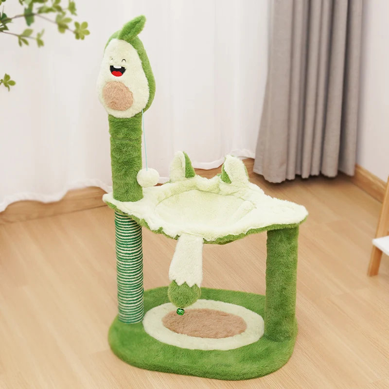 Kletterbaum für Katzen, Avocado Themen Katzenbaum mit Spielzeugball und Ruhebereich, Frisches Design für kleine Katzen