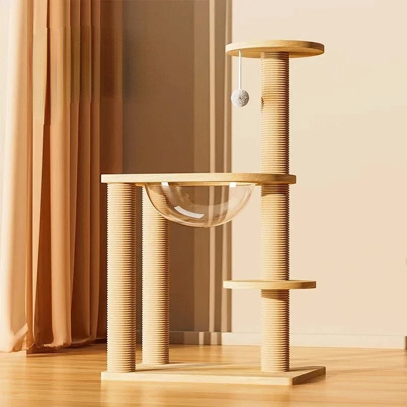 Holz Katzenbaum, Sicherheits- und langlebiger, Spielen und Klettern, verschiedene Designs für den Innenbereich