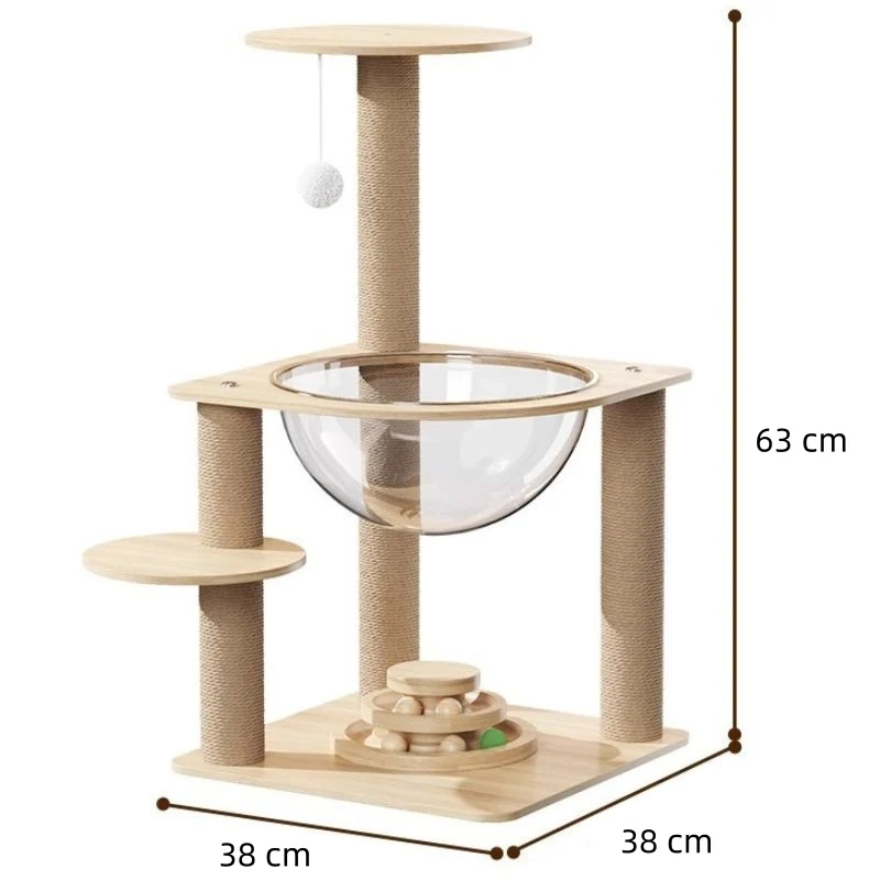 Katzenbaum, Katzenbaum Stabil mit Plattform, Hängenden Bällen, Weltraumkapsel und Sisal-Kratzsäulen, Stabil und Wackelfrei