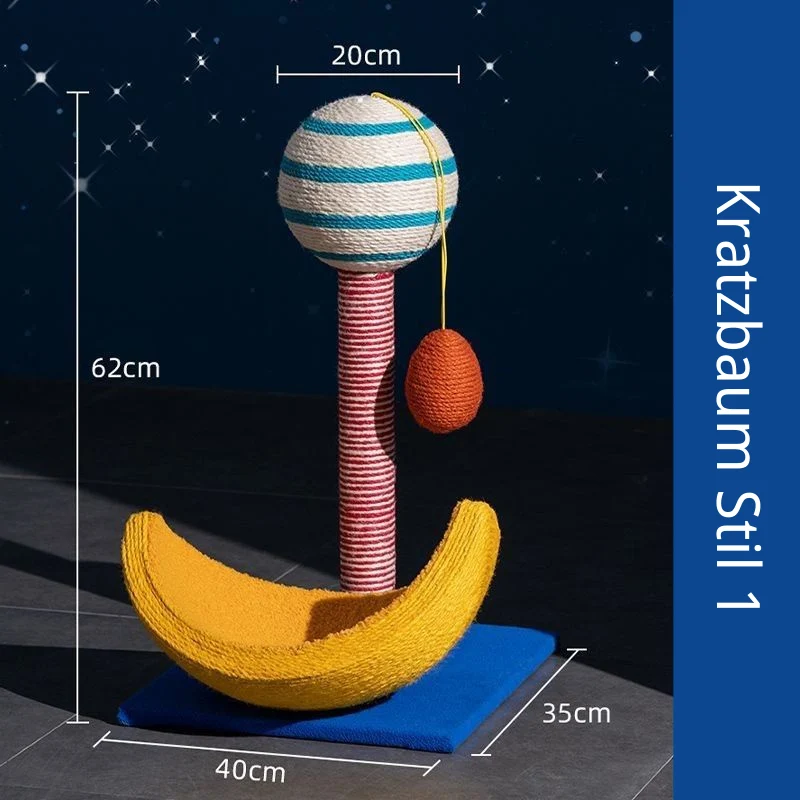 Kratzbaum mit großer Liegefläche, Sternenhimmel Themen Kratzsäule, Multifunktional für Katzen, Bequem und Stylisch