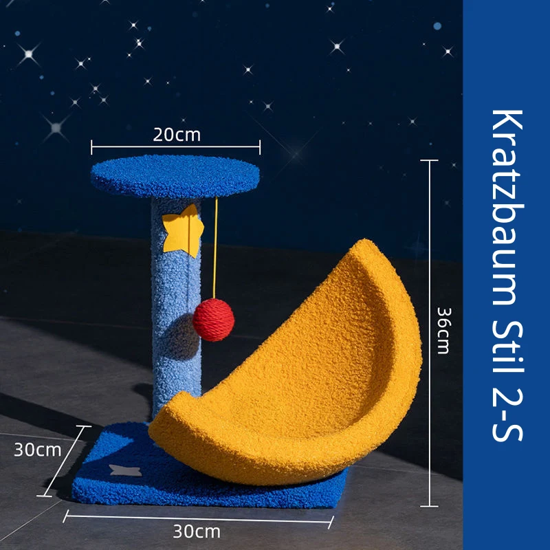 Kratzbaum mit großer Liegefläche, Sternenhimmel Themen Kratzsäule, Multifunktional für Katzen, Bequem und Stylisch