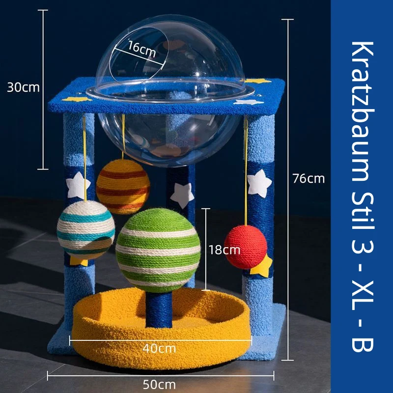 Kratzbaum mit großer Liegefläche, Sternenhimmel Themen Kratzsäule, Multifunktional für Katzen, Bequem und Stylisch