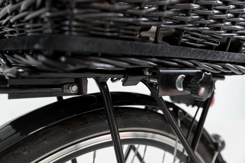 Hundefahrradkorb für Gepäckträger aus Weide, schwarz
