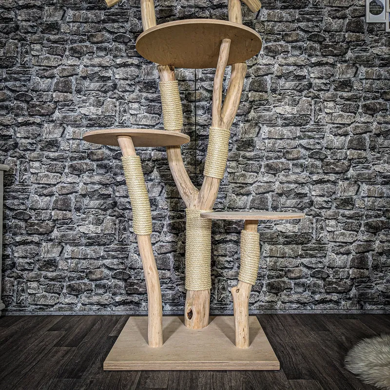 Naturkratzbaum 3731 Kratzbaum Natur Holz Design 185 cm hoch Katzenbaum