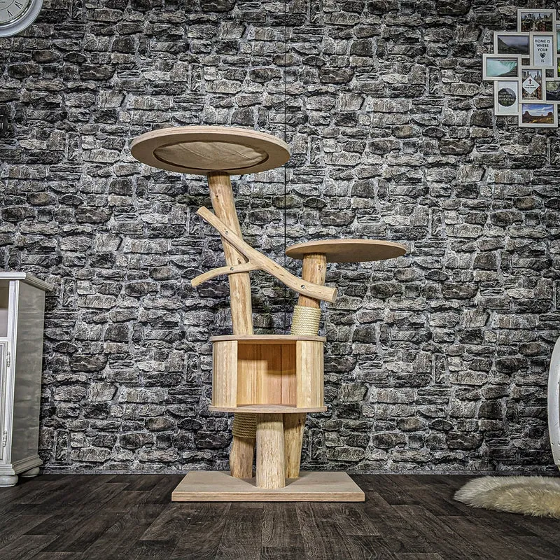 Naturkratzbaum 3730 Kratzbaum Natur Holz Design 120 cm hoch Katzenbaum