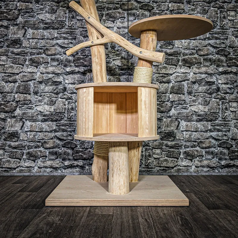 Naturkratzbaum 3730 Kratzbaum Natur Holz Design 120 cm hoch Katzenbaum