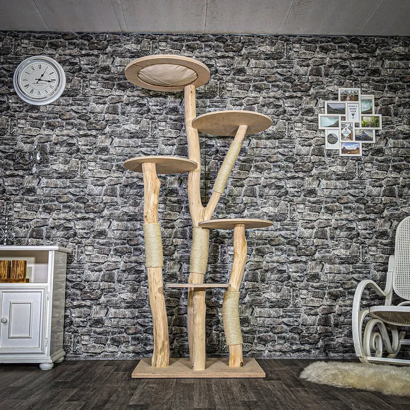 Naturkratzbaum 3729 Kratzbaum Natur Holz Design 195 cm hoch Katzenbaum