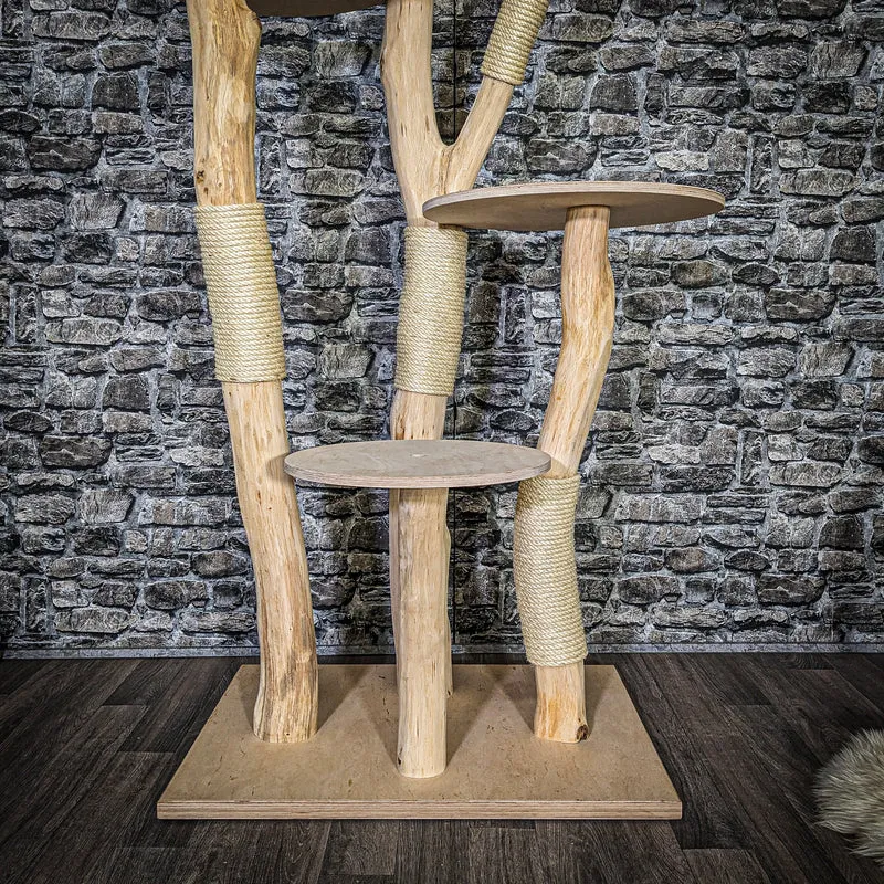 Naturkratzbaum 3729 Kratzbaum Natur Holz Design 195 cm hoch Katzenbaum