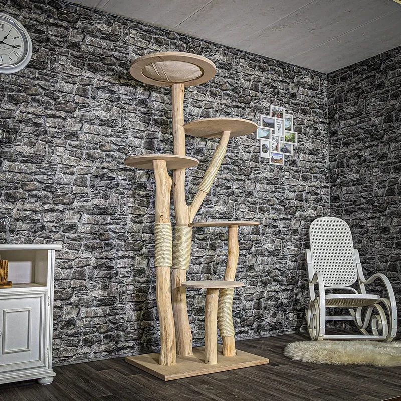 Naturkratzbaum 3729 Kratzbaum Natur Holz Design 195 cm hoch Katzenbaum