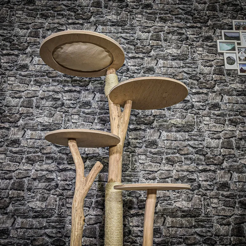 Naturkratzbaum 3727 Kratzbaum Natur Holz Design 145 cm hoch Katzenbaum