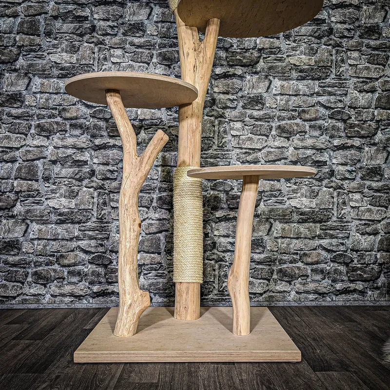 Naturkratzbaum 3727 Kratzbaum Natur Holz Design 145 cm hoch Katzenbaum