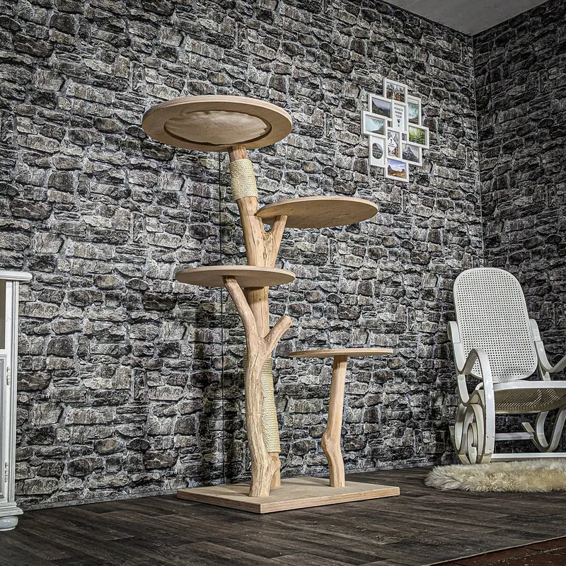 Naturkratzbaum 3727 Kratzbaum Natur Holz Design 145 cm hoch Katzenbaum