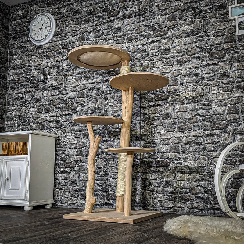 Naturkratzbaum 3727 Kratzbaum Natur Holz Design 145 cm hoch Katzenbaum