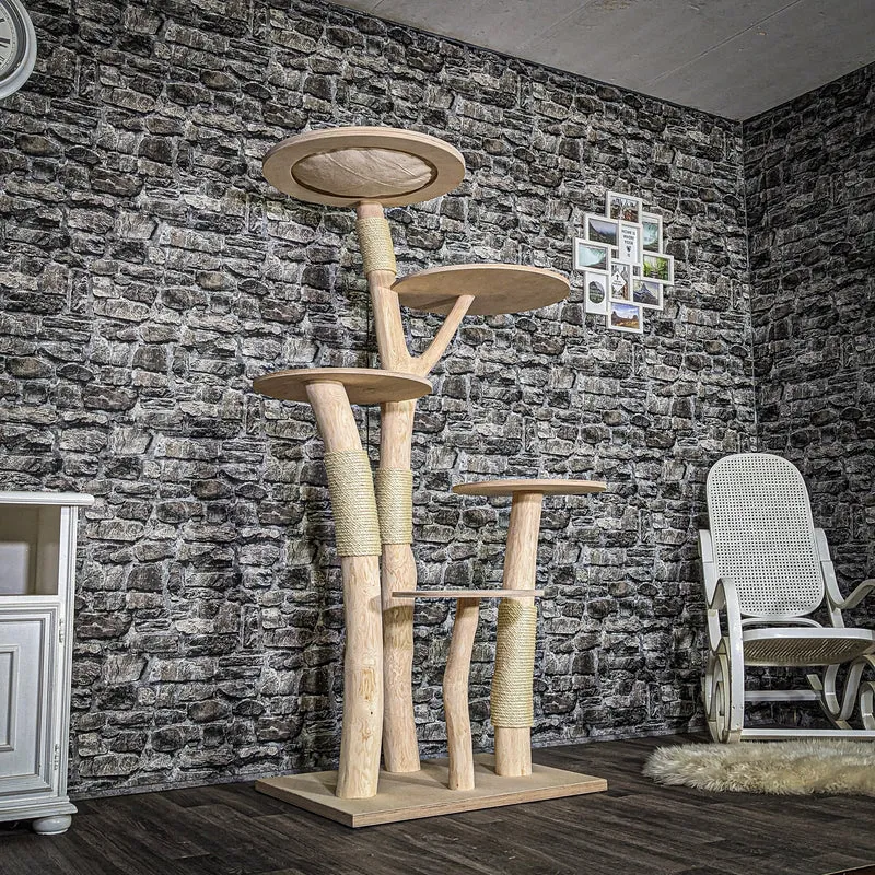 Naturkratzbaum 3725 Kratzbaum Natur Holz Design 175 cm hoch Katzenbaum