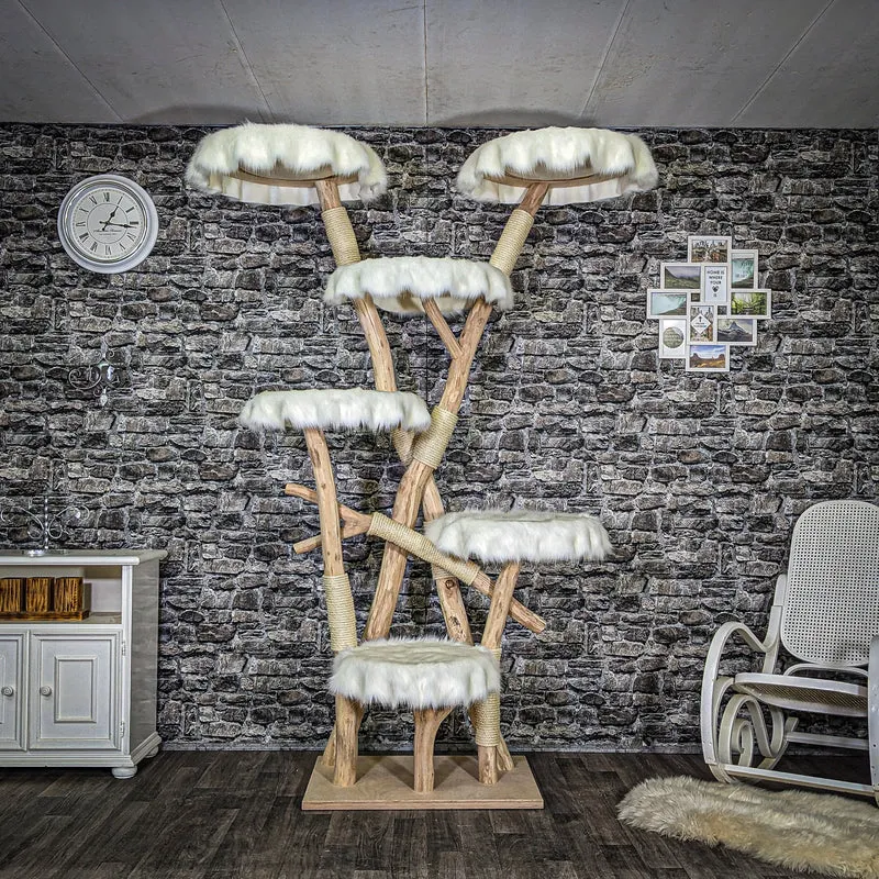 Naturkratzbaum 3711 Kratzbaum Natur Holz Design 225 cm hoch Katzenbaum