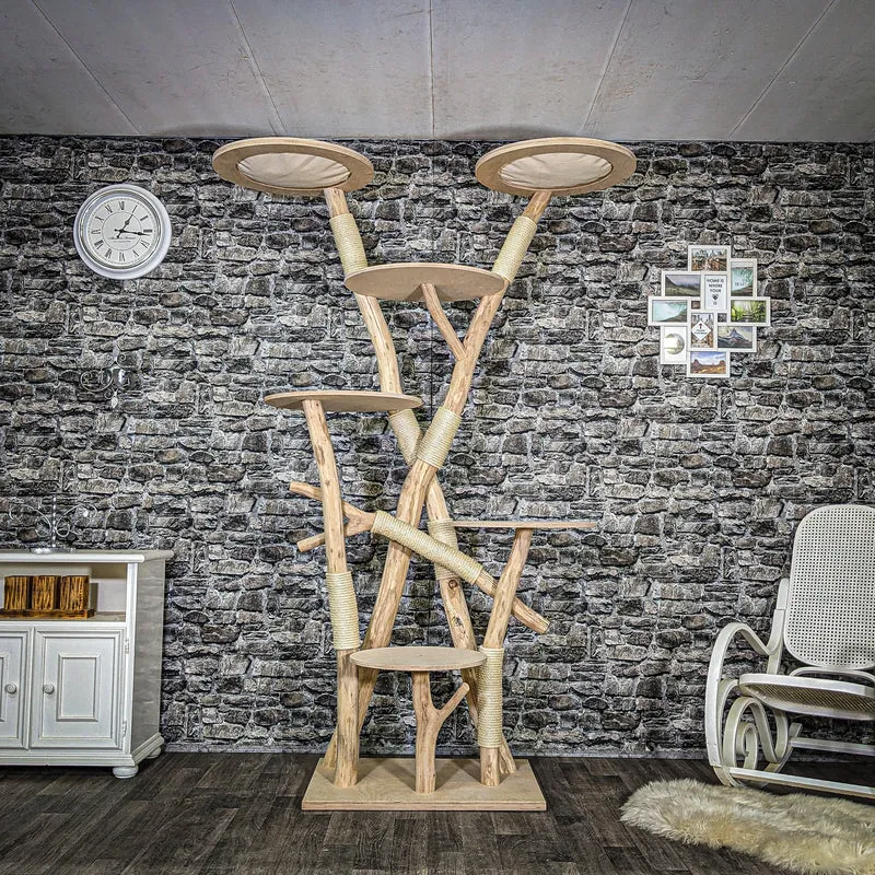 Naturkratzbaum 3711 Kratzbaum Natur Holz Design 225 cm hoch Katzenbaum