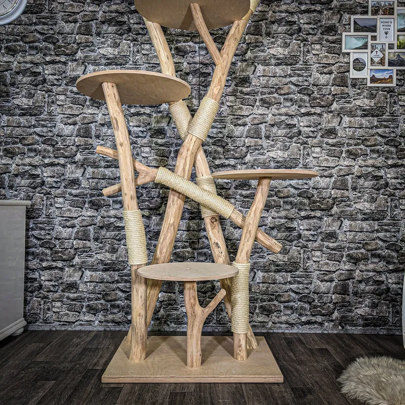 Naturkratzbaum 3711 Kratzbaum Natur Holz Design 225 cm hoch Katzenbaum