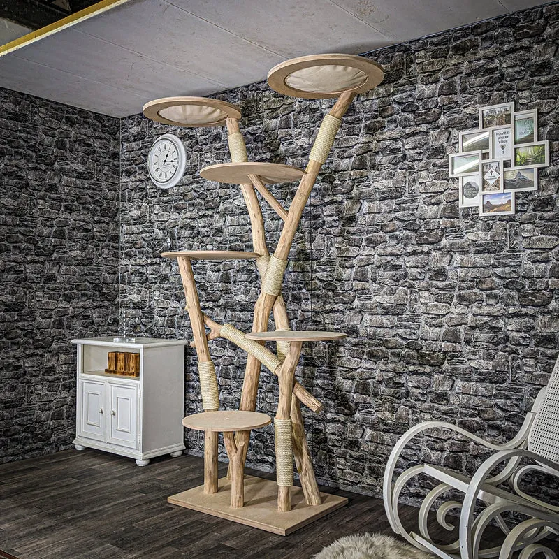 Naturkratzbaum 3711 Kratzbaum Natur Holz Design 225 cm hoch Katzenbaum