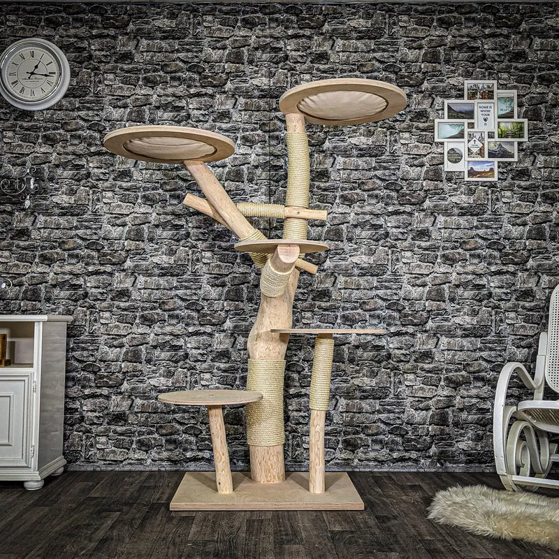 Naturkratzbaum 3723 Kratzbaum Natur Holz Design 177 cm hoch Katzenbaum