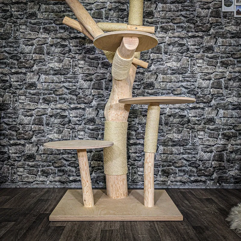 Naturkratzbaum 3723 Kratzbaum Natur Holz Design 177 cm hoch Katzenbaum