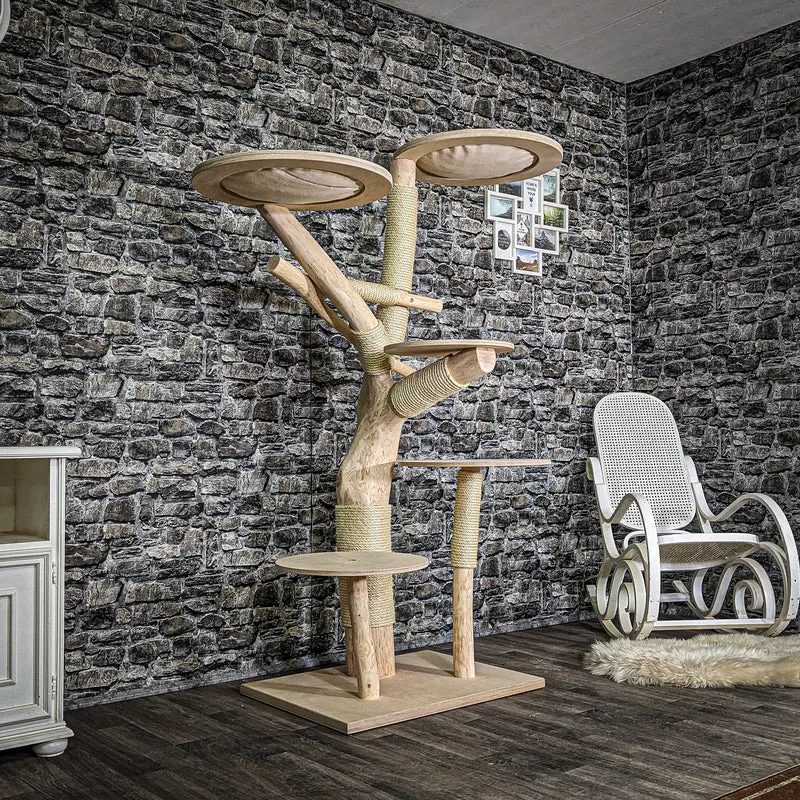 Naturkratzbaum 3723 Kratzbaum Natur Holz Design 177 cm hoch Katzenbaum