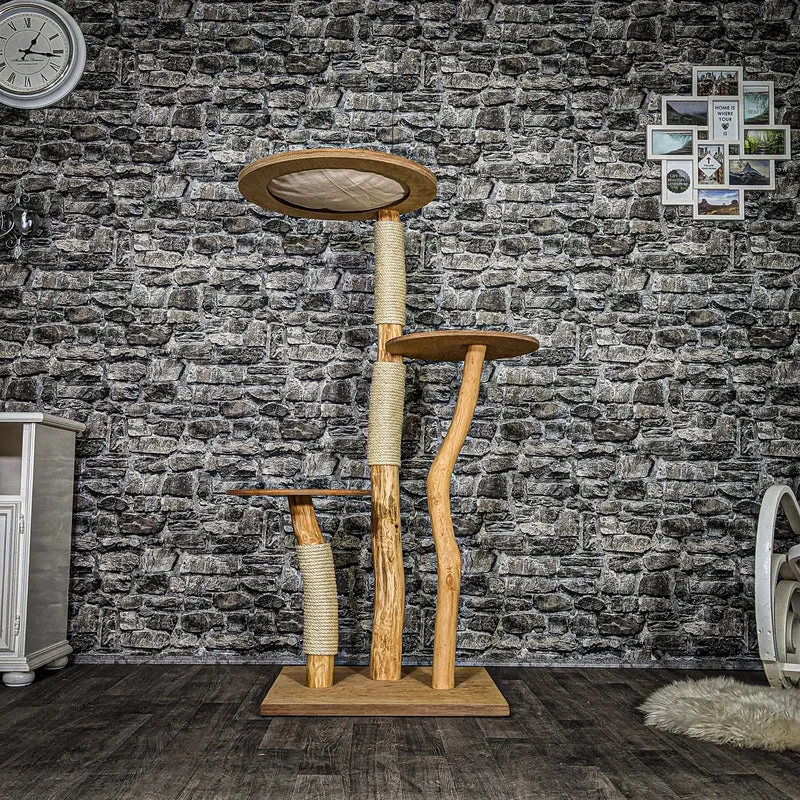 Naturkratzbaum 3722 Kratzbaum Natur Holz Design 146 cm hoch Katzenbaum