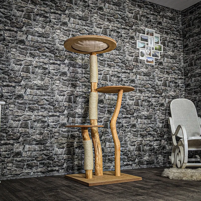 Naturkratzbaum 3722 Kratzbaum Natur Holz Design 146 cm hoch Katzenbaum