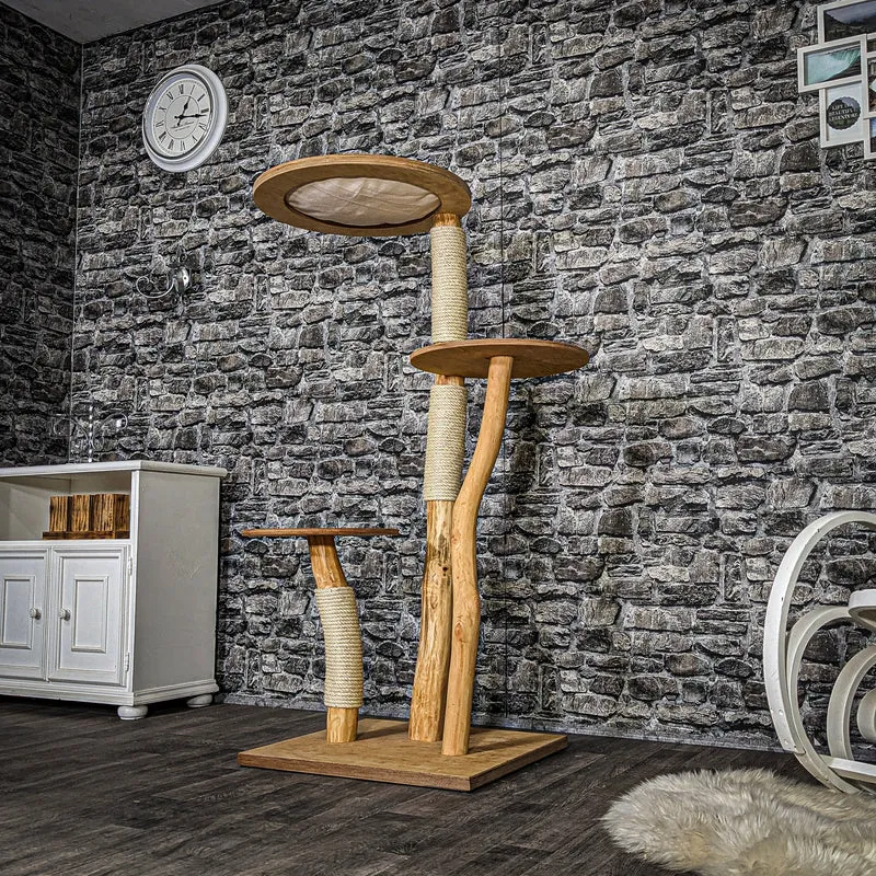 Naturkratzbaum 3722 Kratzbaum Natur Holz Design 146 cm hoch Katzenbaum