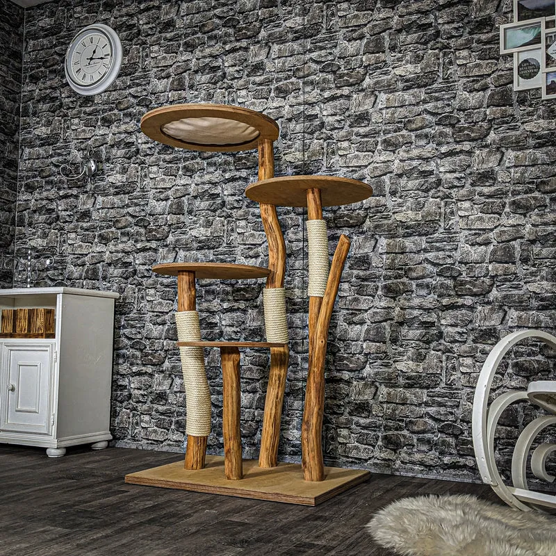 Naturkratzbaum 3721 Kratzbaum Natur Holz Design 145 cm hoch Katzenbaum