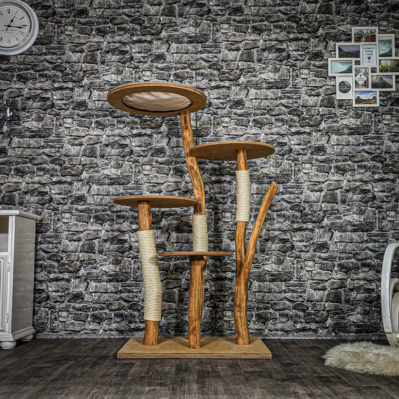 Naturkratzbaum 3721 Kratzbaum Natur Holz Design 145 cm hoch Katzenbaum