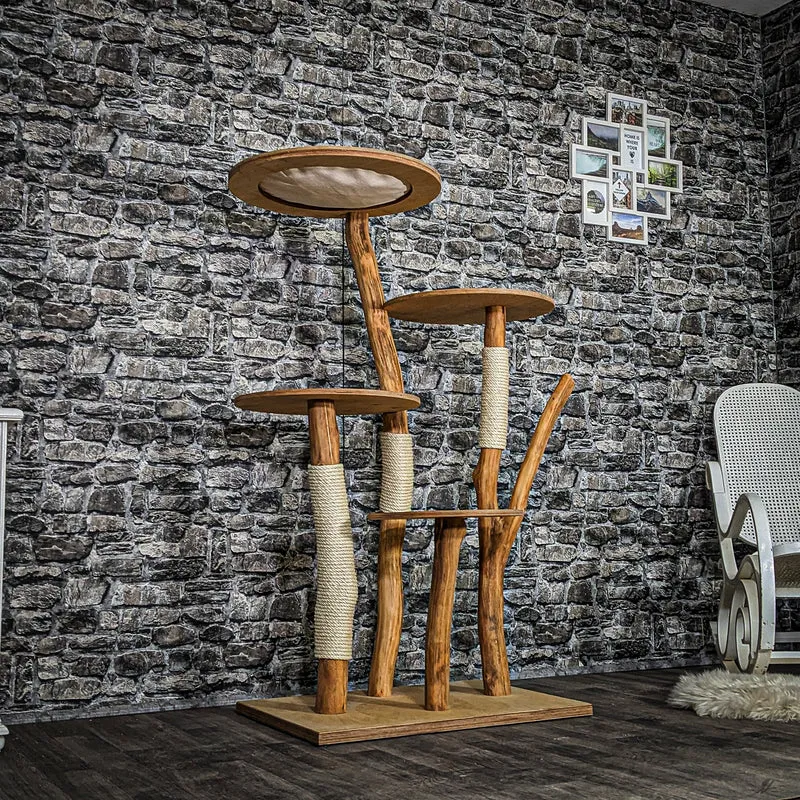 Naturkratzbaum 3721 Kratzbaum Natur Holz Design 145 cm hoch Katzenbaum