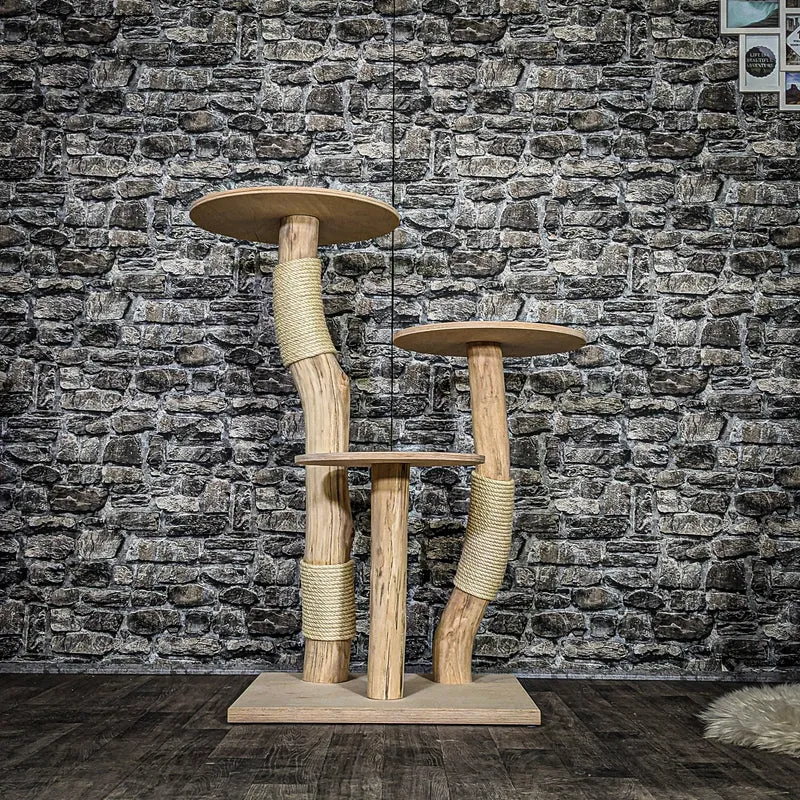 Naturkratzbaum 3720 Kratzbaum Natur Holz Design 114 cm hoch Katzenbaum