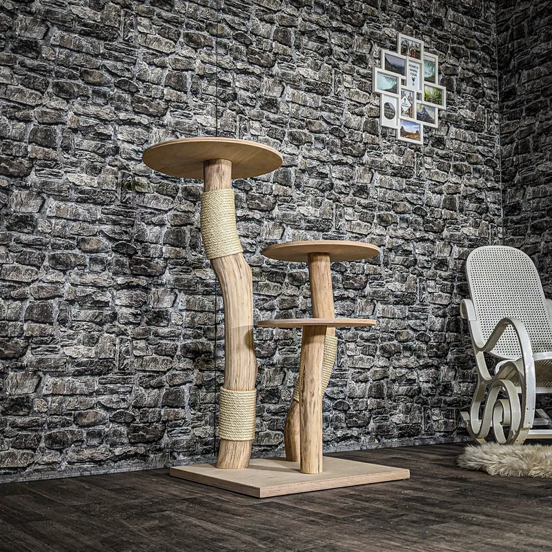 Naturkratzbaum 3720 Kratzbaum Natur Holz Design 114 cm hoch Katzenbaum