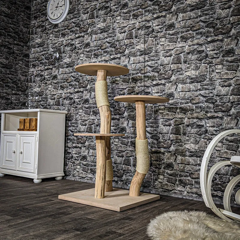 Naturkratzbaum 3720 Kratzbaum Natur Holz Design 114 cm hoch Katzenbaum