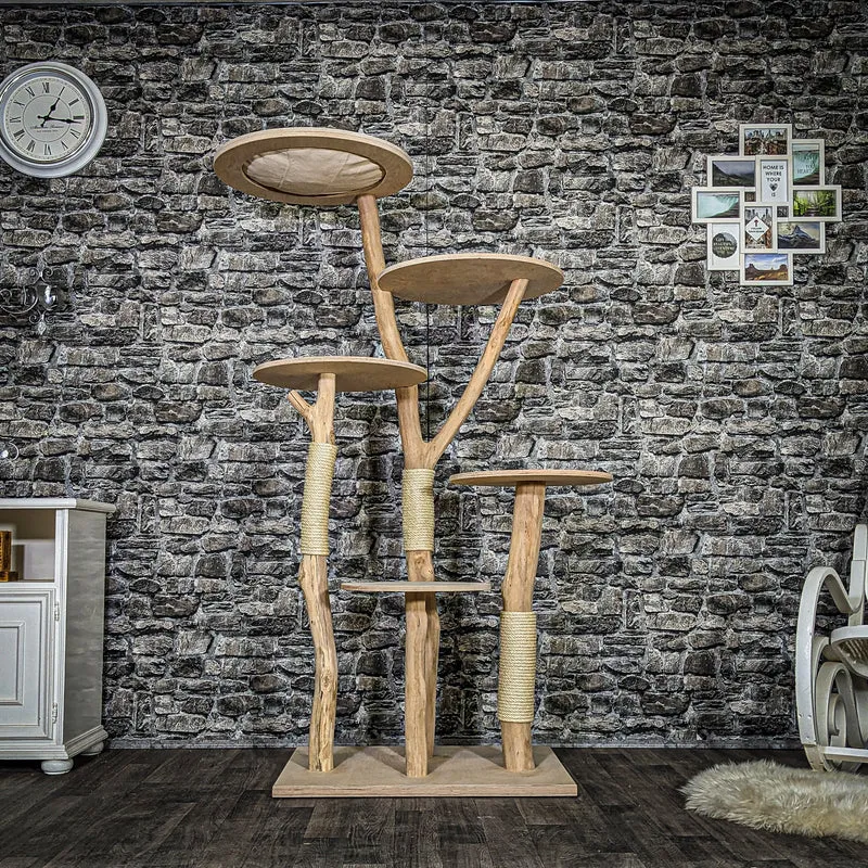 Naturkratzbaum 3719 Kratzbaum Natur Holz Design 167 cm hoch Katzenbaum
