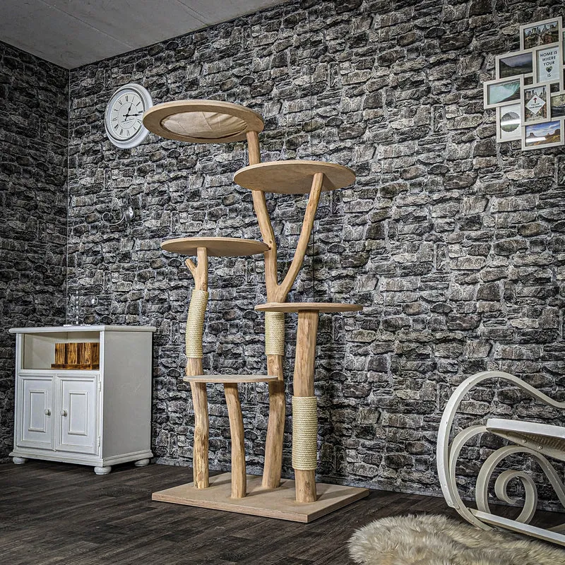 Naturkratzbaum 3719 Kratzbaum Natur Holz Design 167 cm hoch Katzenbaum