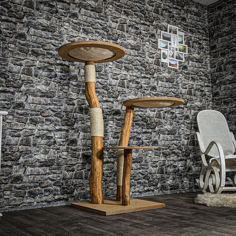 Naturkratzbaum 3718 Kratzbaum Natur Holz Design 135 cm hoch Katzenbaum