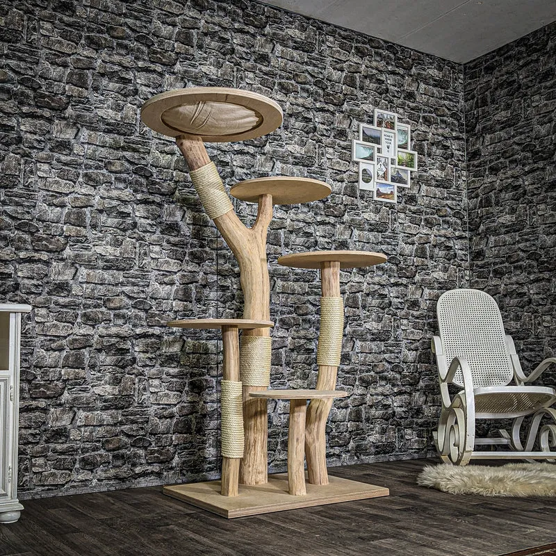 Naturkratzbaum 3717 Kratzbaum Natur Holz Design 158 cm hoch Katzenbaum