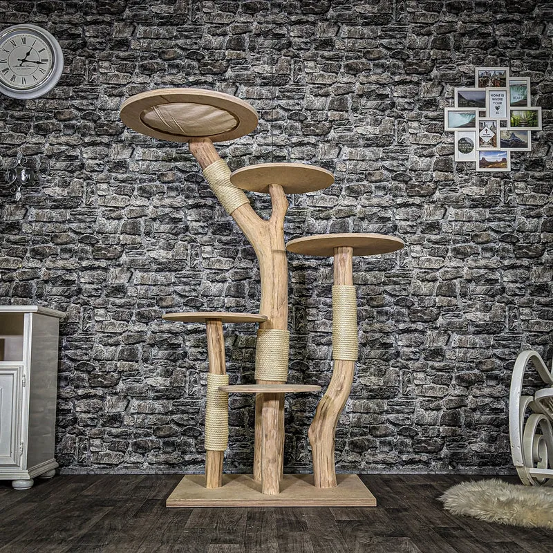 Naturkratzbaum 3717 Kratzbaum Natur Holz Design 158 cm hoch Katzenbaum