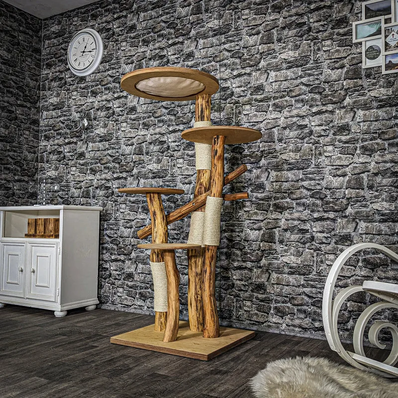 Naturkratzbaum 3716 Kratzbaum Natur Holz Design 150 cm hoch Katzenbaum