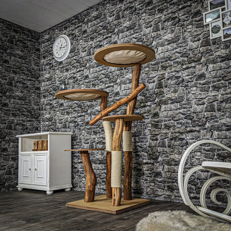 Naturkratzbaum 3715 Kratzbaum Natur Holz Design 143 cm hoch Katzenbaum