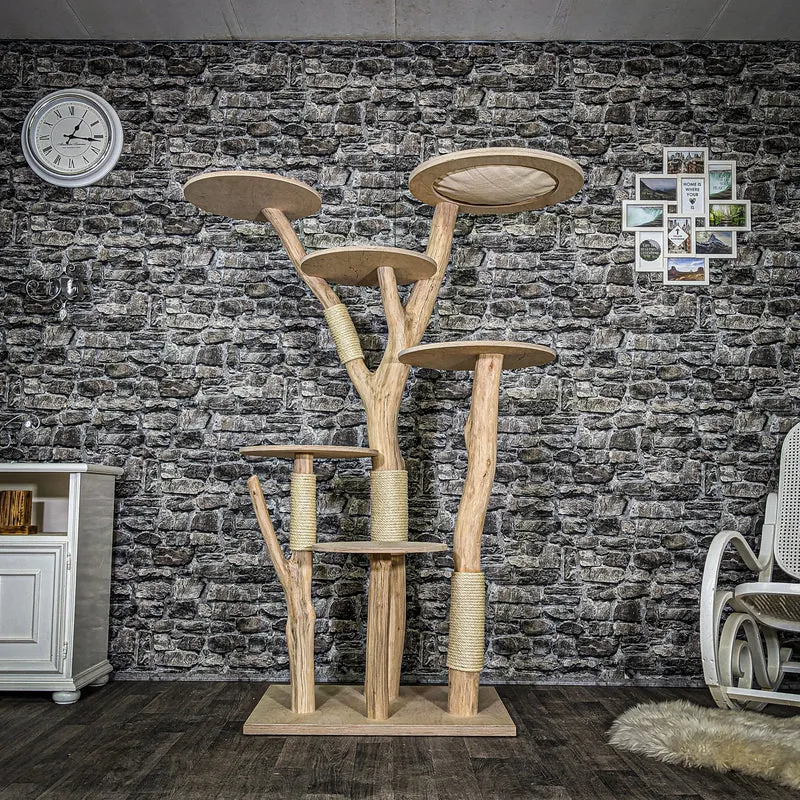 Naturkratzbaum 3714 Kratzbaum Natur Holz Design 175 cm hoch Katzenbaum
