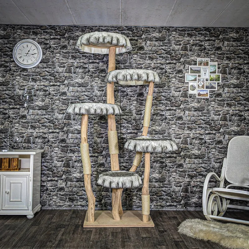 Naturkratzbaum 3712 Kratzbaum Natur Holz Design 215 cm hoch Katzenbaum