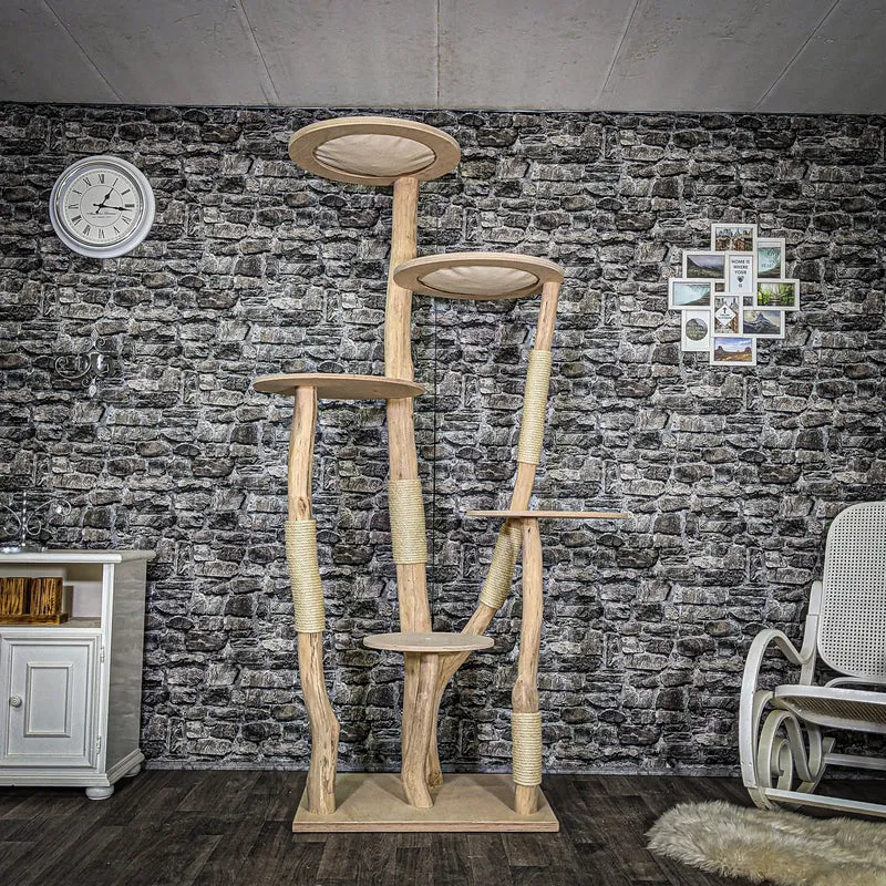 Naturkratzbaum 3712 Kratzbaum Natur Holz Design 215 cm hoch Katzenbaum