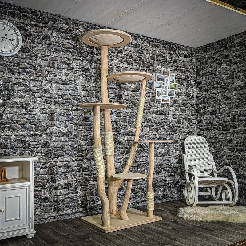 Naturkratzbaum 3712 Kratzbaum Natur Holz Design 215 cm hoch Katzenbaum