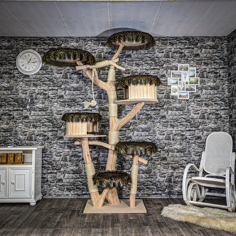 Naturkratzbaum 3710 Kratzbaum Natur Holz Design 235 cm hoch Katzenbaum
